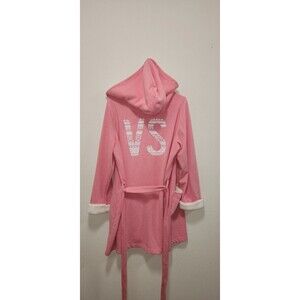 VICTORIA'S  SECRET Short Cozy Sherpa Soft Robe Logo  Sz M/L  Comfy Cute